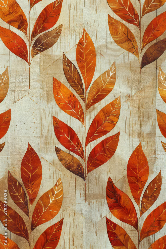 Poster a textile design painted with dragging, using a comb to create striated patterns that mimic woven cl