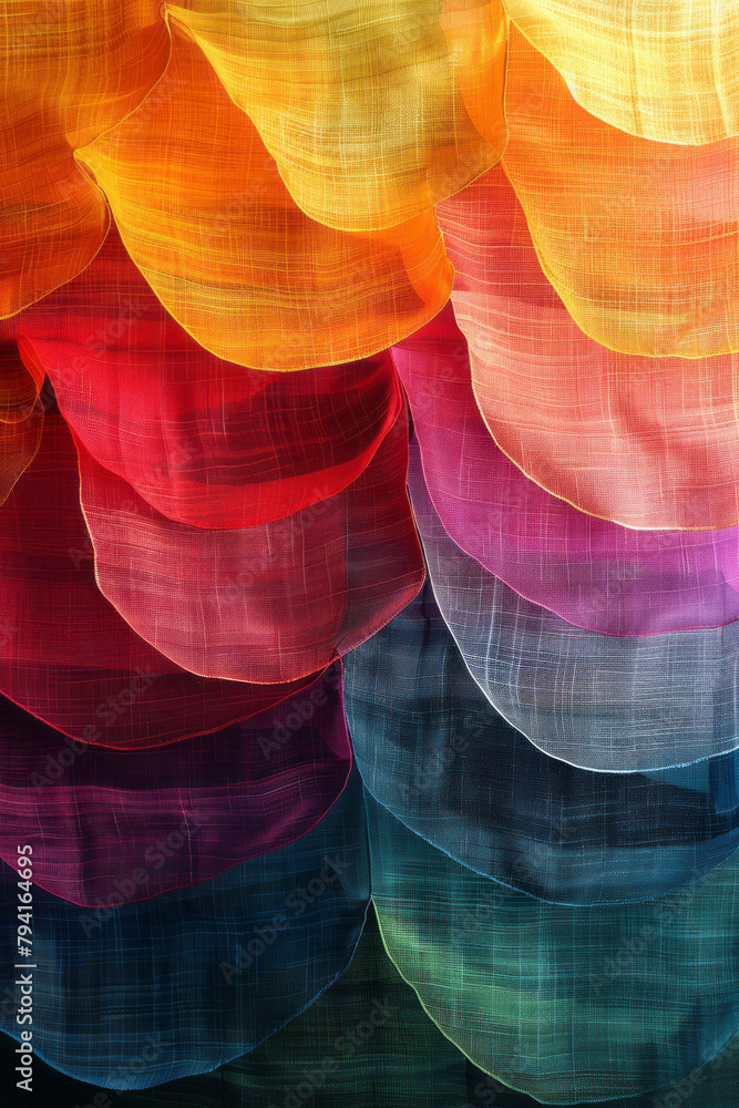 Aufkleber a textile design painted with dragging, using a comb to create striated patterns that mimic woven cl