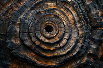 A tapestry where the intricate patterns of tree rings are abstracted into concentric circles, each l