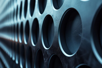 A wall tapestry featuring a grid of perfect circles that gradually distort into ovals, creating a se