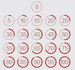 Various percentages circle set. vector