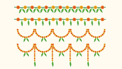 set of flower decoration for  Indian festival vector illustration