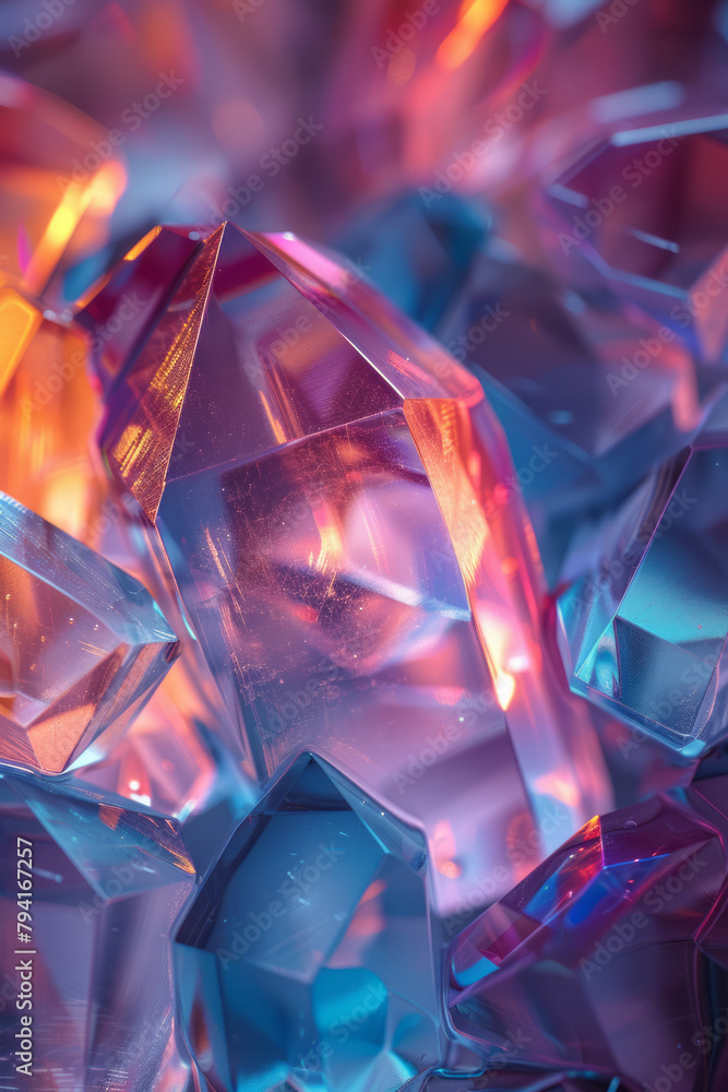 Poster An image of a dynamic desktop background where digital polygons pulsate and change colors rhythmical