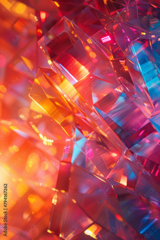 Poster an image of a dynamic desktop background where digital polygons pulsate and change colors rhythmical
