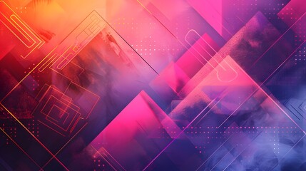 a stylish card adorned with geometric patterns, set against a gradient backdrop shifting from vibrant magenta to soft lilac, captured in full ultra HD and high resolution.