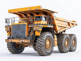 Large mining dump truck on a white background