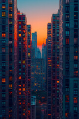 Fototapeta na wymiar An urban photography series capturing cityscapes in shades of orange, highlighting everything from t