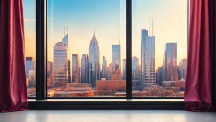 Fototapeta na wymiar Vibrant Cityscape Canvas: Urban Center View for Business Relaxation in a Busy Setting