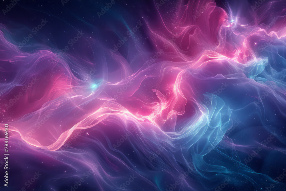 Aufkleber a digital aurora borealis, with curtains of light that shift and flow based on viewer interactions,