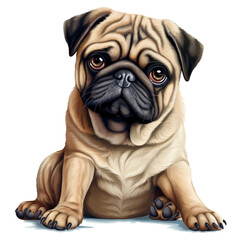 clipart pug sitting сreated with Generative Ai