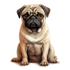 Obraz premium clipart pug sitting сreated with Generative Ai