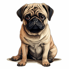 clipart pug sitting сreated with Generative Ai