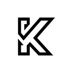 Letter K line art creative minimal elegant monogram logo