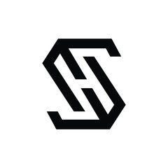 Letter Sh or Hs negative space creative line art monogram logo