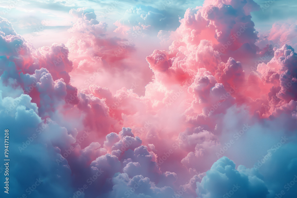 Poster A background of slowly morphing cloud forms, digitally rendered to appear both surreal and hyper-rea