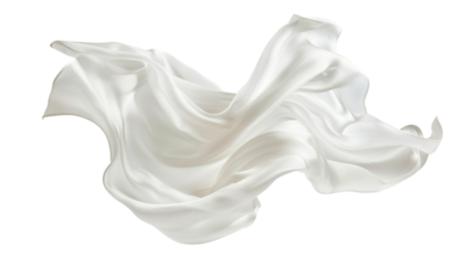 Flying white silk fabric