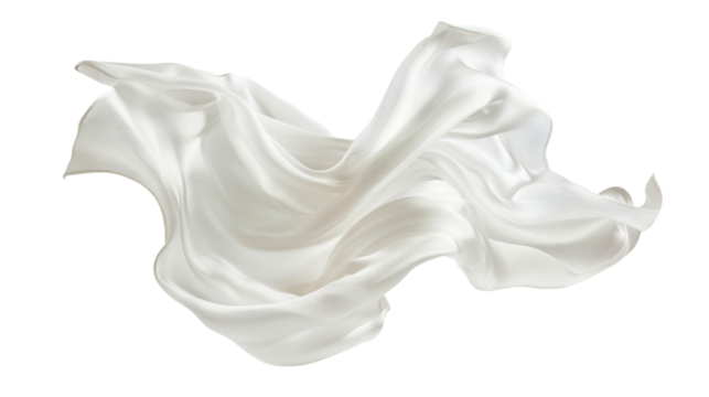 Flying white silk fabric