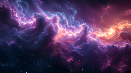 Design a digital artwork featuring a vibrant cosmic nebula scene.