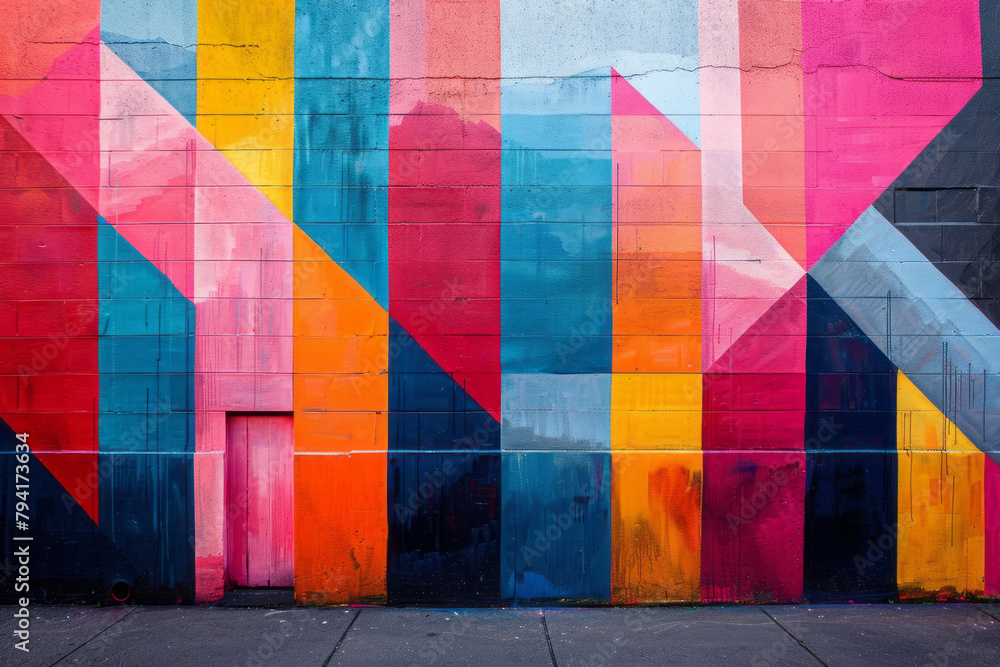 Aufkleber a mural that consists of nothing but clean, straight lines that intersect at unexpected angles, crea