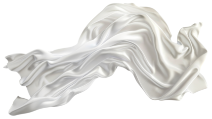 Flying white silk fabric