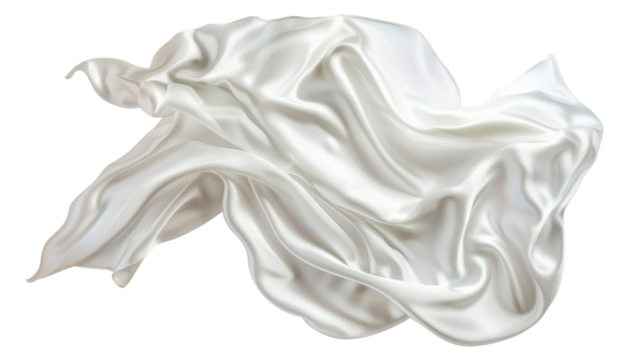 Flying white silk fabric
