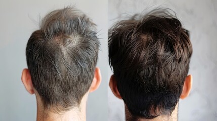 Balding male pattern hair loss comparison before and after treatment