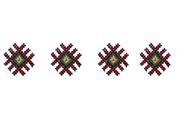 Geometric elements of Ukrainian embroidery isolated on white