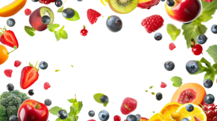 Various flying or falling summer fruits