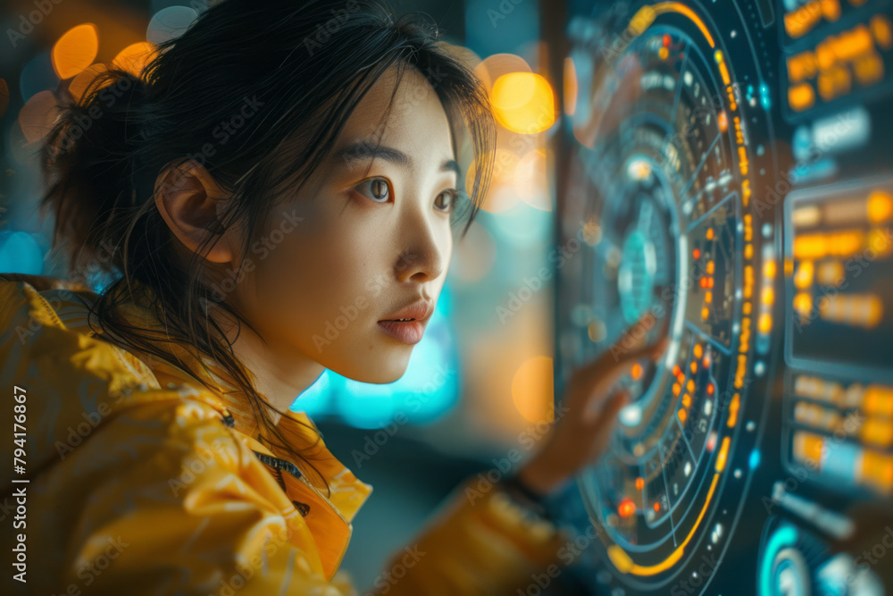 Leinwandbilder a scene depicting a fintech developer testing new financial tracking software on a tablet, analyzing