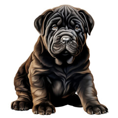 clipart shar pei dark hair sitting сreated with Generative Ai