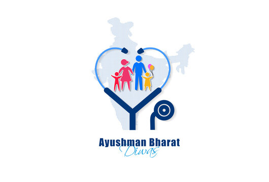 Ayushman Bharat Yojana divas day. Indian national health care and protection mission of poor family.