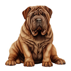 clipart shar pei dark hair sitting сreated with Generative Ai