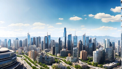 Vibrant Cityscape: A Stunning Urban Panorama Bringing Life to Presentations in Relaxing Environments - Adobe Stock Concept