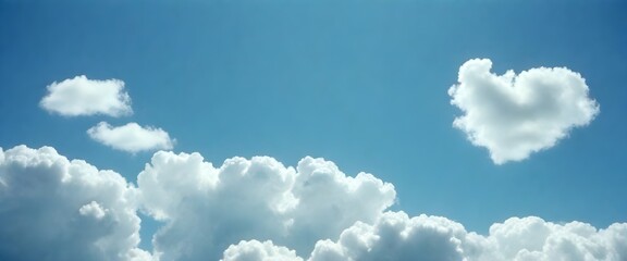 Fluffy white clouds against a clear blue sky