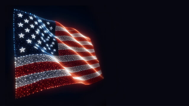 usa flag  Banner and poster template with technology concept  network. Memorial Day.  4th of July national holiday. with empty, blank, copy space 