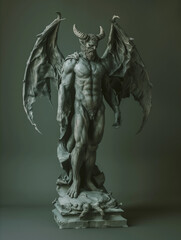 statue of a winged figure with horns - generative ai