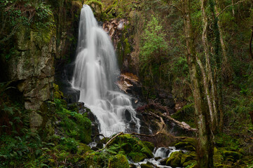 La Fervenza de Torez is one of the most impressive and unknown waterfalls in Galicia. It is a magical corner in O Valadouro. Lugo. Galicia. Spain