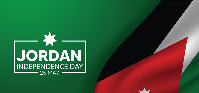 Jordan Independence Day 25 May waving flag vector poster - Powered by Adobe