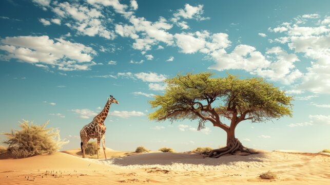 Girafa numa paisagem africana 