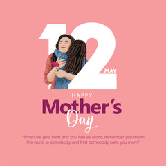 Happy mother's day greeting. Loving Mother hugging daughter. Family holiday and togetherness. abstract  vector illustration design.
