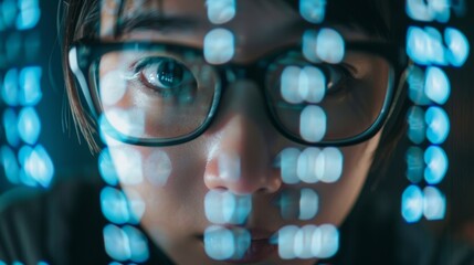 A person staring intently at a seemingly random series of letters and numbers using their knowledge of cryptography to try and make sense of the code. .