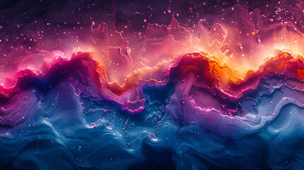 Fototapeta premium Design a digital visualization of an acrylic pour painting where the colors melt into each other in a kaleidoscope of hues.