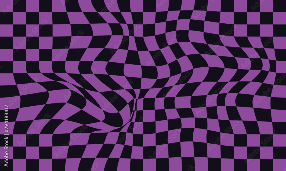 Poster pattern psychedelic checkerboard. groovy retro wavy checkered texture. psychedelic modern playful ba