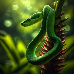 Obraz premium green snake