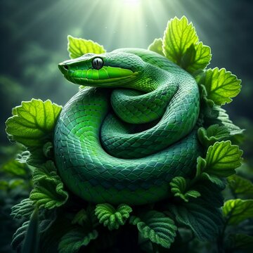 green snake on a tree