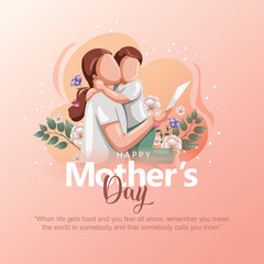 Happy mother's day greeting. Loving Mother holding son. Family holiday and togetherness. abstract vector illustration design.