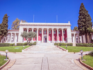 The Gennadius Library neo classical front colonnade. This impressive building is located on the...