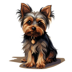 clipart yorkshire terrier dark color sitting сreated with Generative Ai