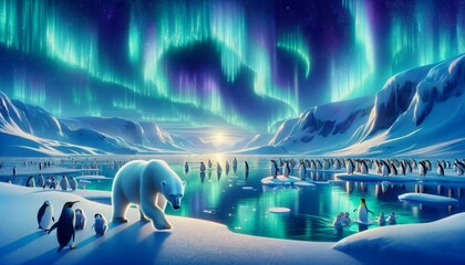 An panoramic scene captures the essence of a frozen odyssey
