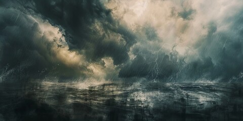 Urban Maelstrom: A Grunge Exploration of Nature's Fury - obrazy, fototapety, plakaty